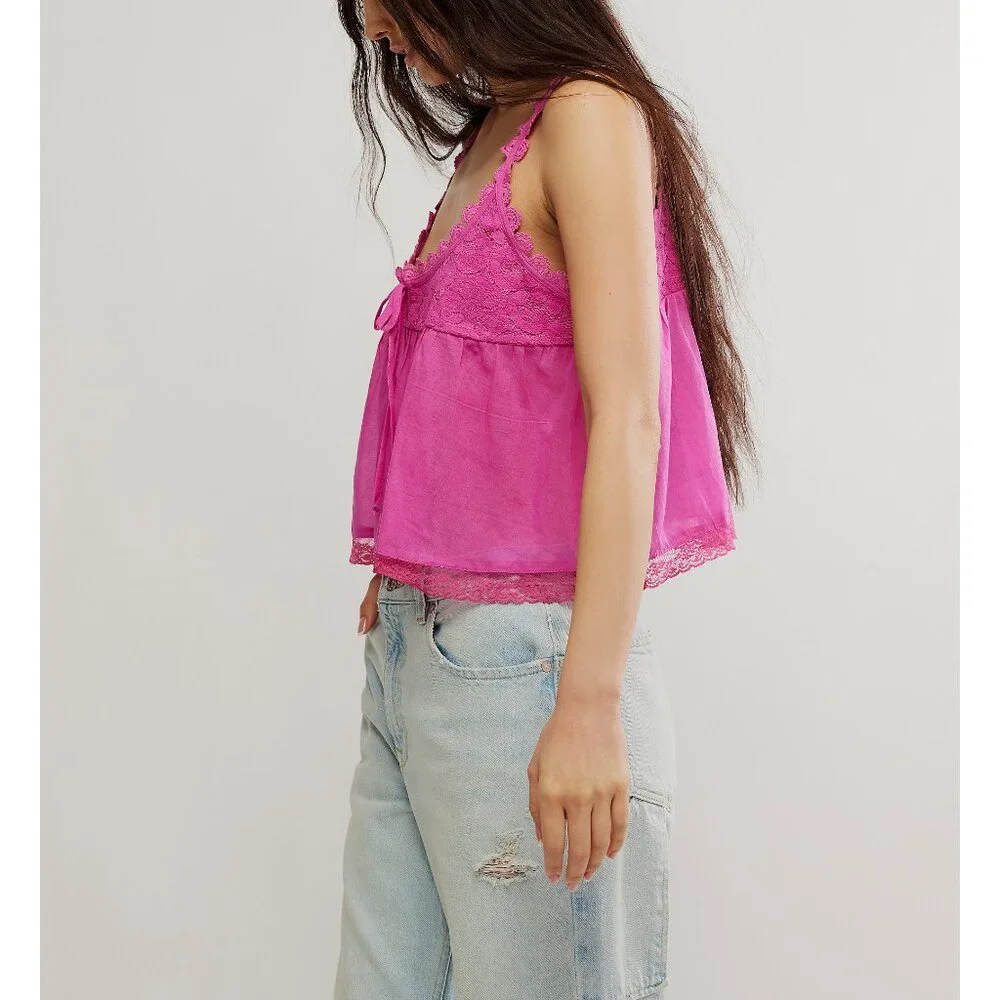 NWT Stevie Lace Tank Hibiscus